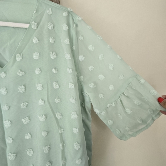 ⭐️40% Off⭐️ Mint Chiffon Polka Dot Shift Dress - Picture 5 of 14